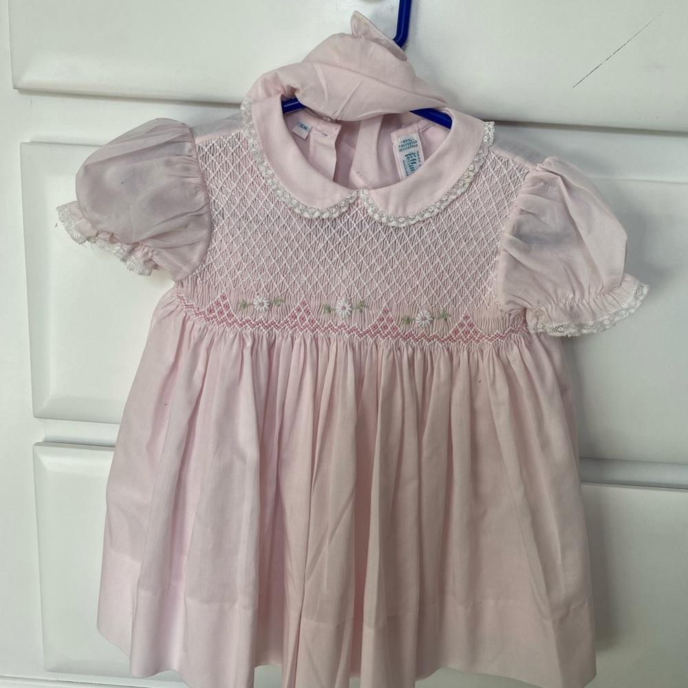Feltman Bros pink smocked dress & bloomers